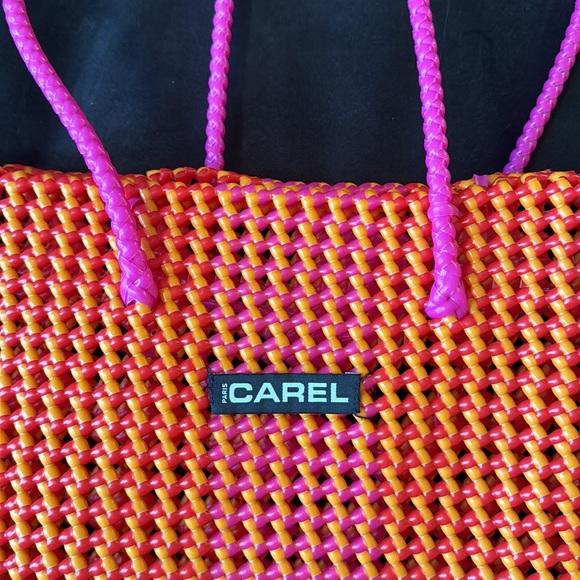 Carel Paris Orange and Pink Woven Tote Bag - Picture 2 of 15